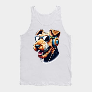 Airedale Terrier Smiling DJ: Beats and Style Unleashed Tank Top